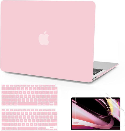 B BELK Compatible with MacBook Air 13 inch Case 2022 2021 2020 2019 2018 Release A2337 M1 A2179 A1932 with Touch ID, Plastic Laptop Hard Shell Case + Keyboard Cover + Screen Protector, Rose Quartz