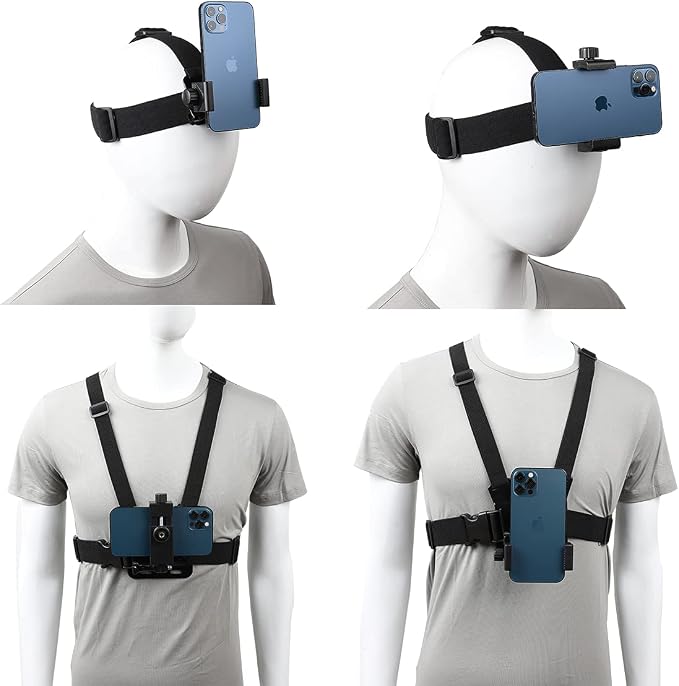 PellKing Mobile Phone Chest Strap Harness Mount Head Strap Holder Kit for POV/VLOG,Cell Phone Clip Compatible with iPhone,Samsung,GoPro Hero 9, 8,7, 6, 5, 4, 3,2, 1,AKASO,DJI Osmo,and Action Cameras… - Image 3