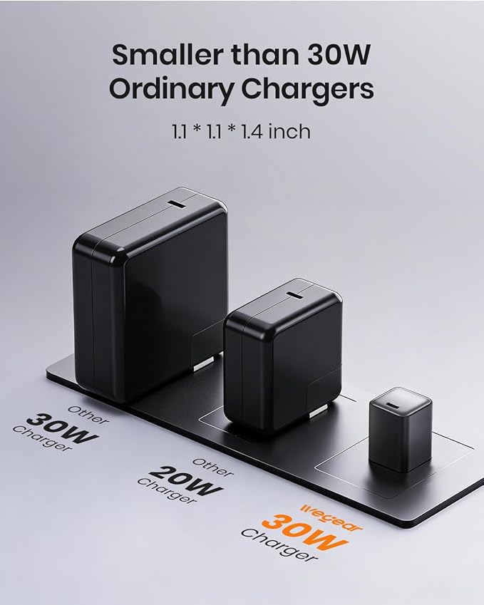 30W Compact Wall Charger, USB C Charger Block with GaN III Tech, PD3.0 PPS QC4.0 Fast Charging Foldable Power Adapter for iPhone 17 16 15, Galaxy, Pixel, iPad, AirPods (Black, 2 Pack)