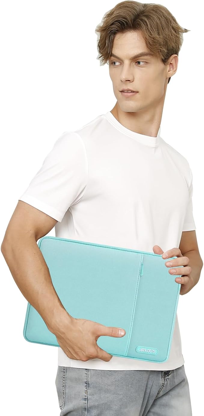 MOSISO Laptop Case 13 inch, Laptop Sleeve Compatible with MacBook Neo/Air/Pro 13 inch with A18/M5/M4/M3/M2/M1 Chip 2026-2016, Polyester Vertical Computer Sleeve Bag with Pocket, Mint Blue