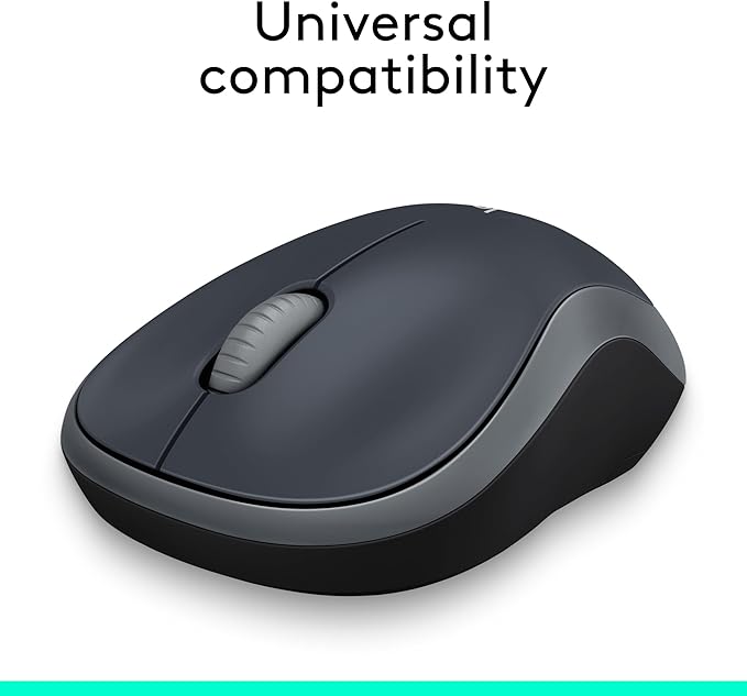Logitech M185 Wireless Mouse, 2.4GHz with USB Mini Receiver, 12-Month Battery Life, 1000 DPI Optical Tracking, Ambidextrous PC/Mac/Laptop - Swift Grey
