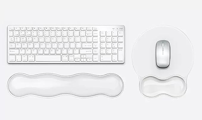 Mouse Pad with Wrist Rest, Soft Cloud Gel Keyboard Mouse Pad Set with Hand Wrist Support, Cute Non Slip Office Desk Accessories for Comfort/Pain Relief/Computer/Laptop (2Pc Clear Wave)