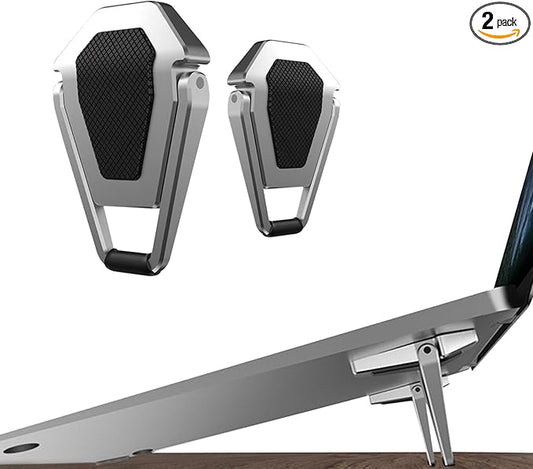 Laptop Stand Portable,Zinc Alloy Laptop Mini Stand,Laptop Riser Invisible,Ergonomic Laptop Stand Cooling Suitable for 12-20 Inches Laptop.（Silver-2pieces）