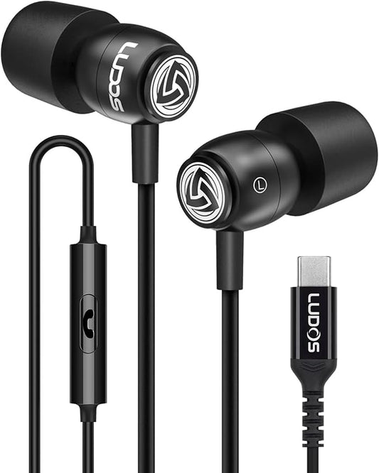 LUDOS Clamor USB C Headphones for iPhone 17 16 15 Pro Max Plus Air iPad Pro, 5 Years Warranty, USB-C Earbuds for Samsung Galaxy S26 S25 S24 S23 Ultra S22 S21 FE S20 A55 A54 A53, USB Type C Earphones