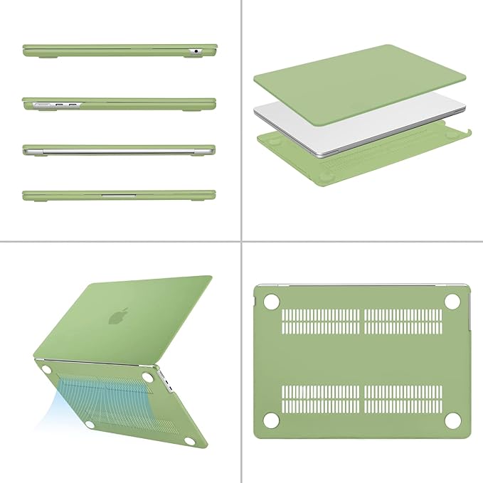 MOSISO Compatible with MacBook Air 13 inch Case M5 2026 M4 2025 M3 M2 2024-2022 A3449 A3240 A3113 A2681, Hard Shell&Keyboard Cover&Screen Film&Type C for MacBook Air 13.6 inch Case, Chartreuse