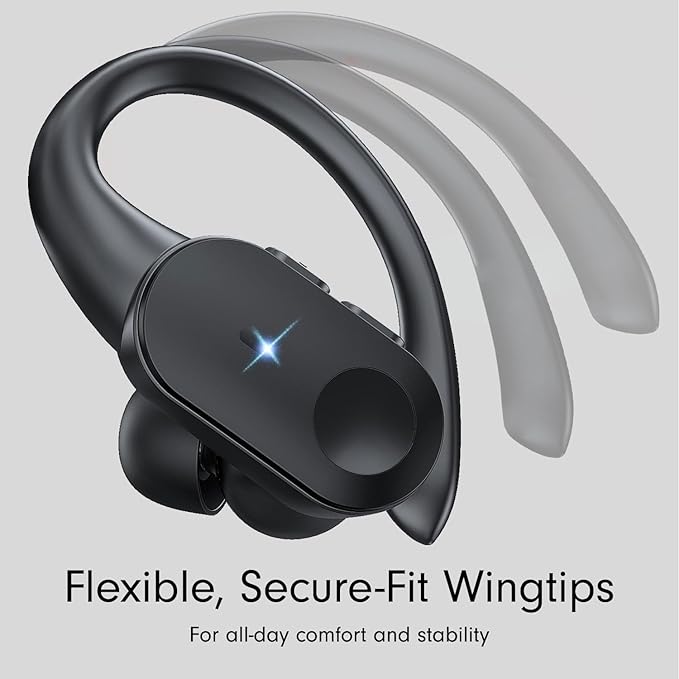 Bluetooth Headphones with Wireless Charging, Wireless Earbuds 80Hrs Playback Sport Ear Buds with Earhook LED Display Charging Case IPX7 Waterproof Earbud Deep Bass Running Earphones for iOS Android