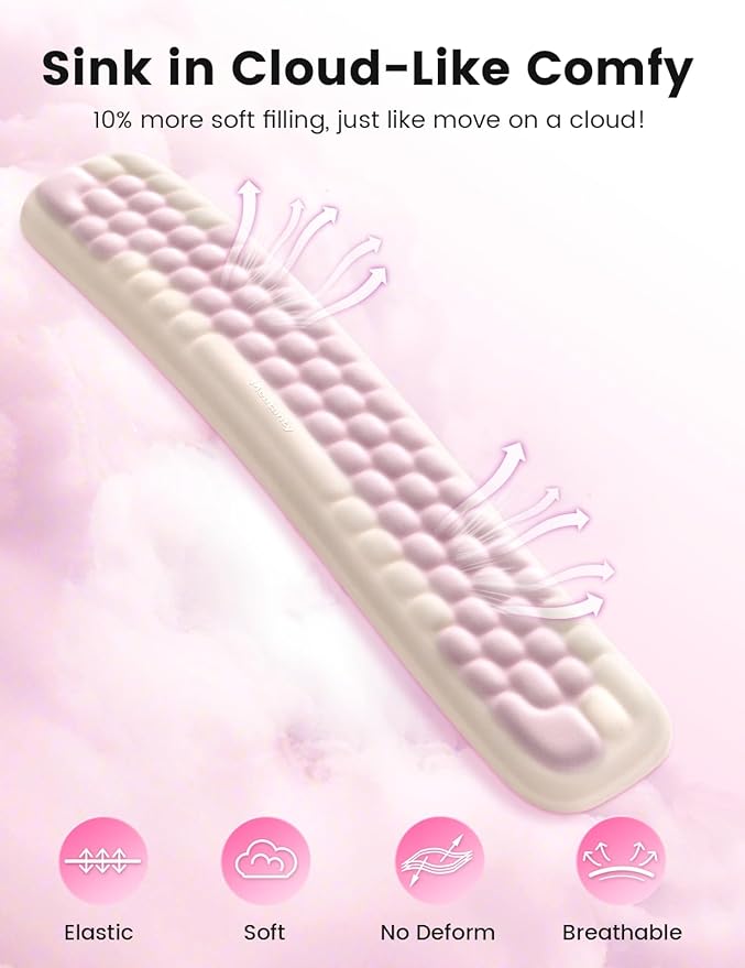 Meatanty Keyboard Wrist Rest, Ergonomic Keypad Support, Soft Memory Foam Hand Rest Pad for Typing Comfort, Computer Desk Accessories Hand Palm Pain Relief, Laptop Office Home School Women Girl Cute