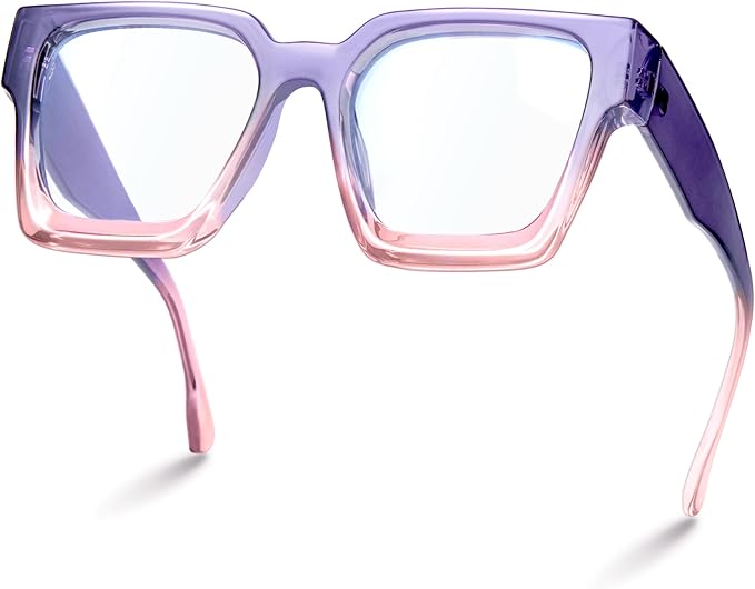 livho Oversized Eyewear Frame for Woman and Men - Rectangle Fashion Glasses for Computer, Chic Preppy Frame