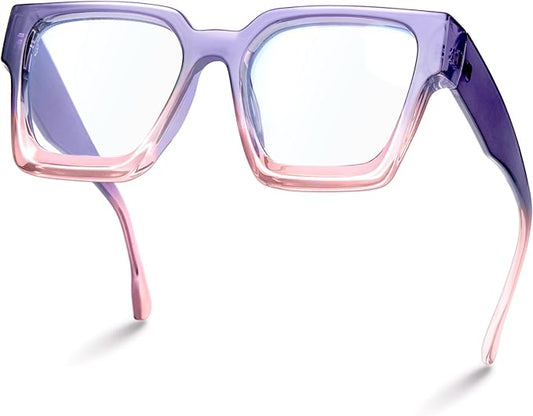 livho Oversized Eyewear Frame for Woman and Men - Rectangle Fashion Glasses for Computer, Chic Preppy Frame