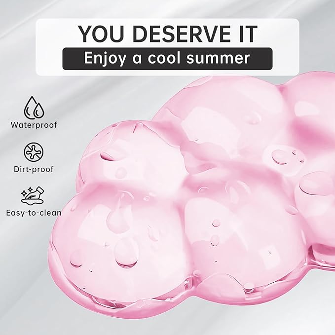 Mouse Pad with Wrist Rest, Soft Cloud Gel Keyboard Mouse Pad Set with Hand Wrist Support, Cute Non Slip Office Desk Accessories for Comfort/Pain Relief/PC Gaming/Computer/Laptop, (Pink Cloud)