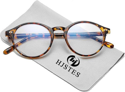 HJSTES Vintage Blue Light Glasses for Women Men Round Bluelight Blocking Glasses Thick TR90 Frame Eyeglasses