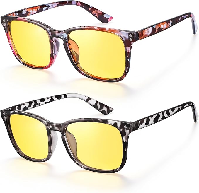 Polarized Sunglasses for Women Men, Night Driving Glasses Anti Glare Yellow Lens UV 400 for Day Night Use