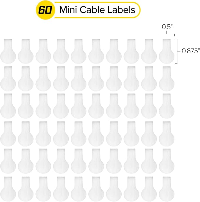 Wrap-It Storage Cable Labels, Mini, White (60 Pack) - Cord and Wire Tags for Cable Management and Organizer for Electronics, Computers and More - Image 3