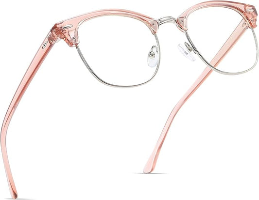 Blue Light Blocking Glasses Vintage Half Frame UV Clear Lens Anti Eyestrain Computer Gaming Glasses for Women