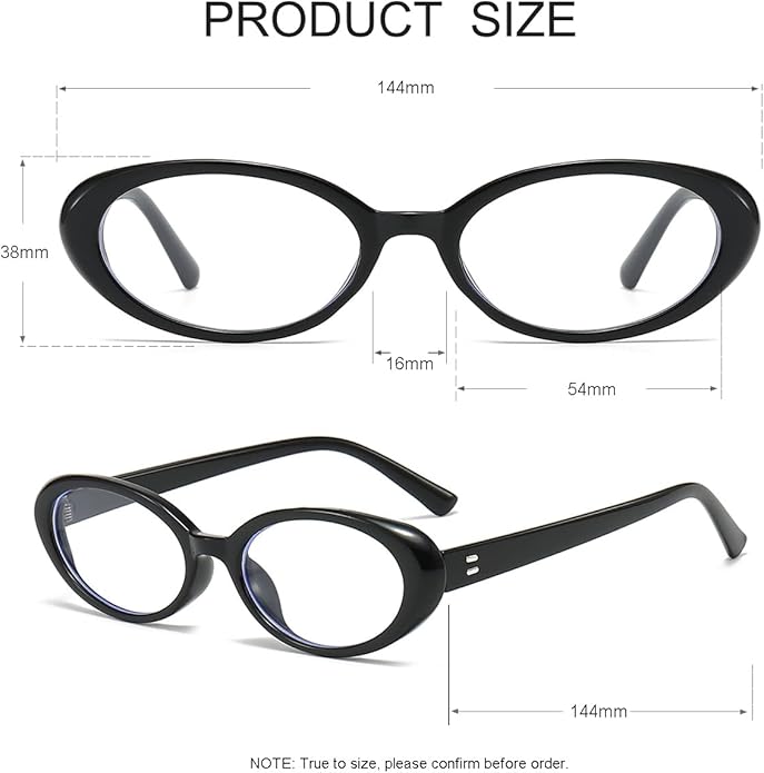JOVAKIT Oval Blue Light Blocking Glasses for Women Men Vintage Fashion Small 90s Retro Oval Frame Style Eyeglasses
