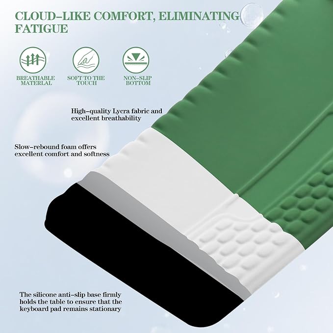 Ergonomic Keyboard Stand with Wrist Rest, Computer Wrist Support Pad, Tilted Keyboard Riser Holder Lift Tray with Wrist Pad, Easy Typing, Comfy Soft Memory Foam Desk Cushion for Office (03- Green)