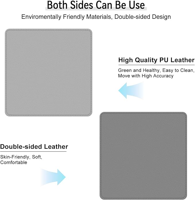 Dual Sided Leather Desk Mat - Waterproof Desk Pad - Ideal for Large Mouse Pad and Desk Mats on Top of Desks (Gray, 11"*8")