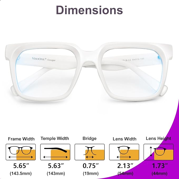 VISOONE Rectangle TR90 Blue Light Blocking Glasses Computer Eyewear with Preppy Look for Women and Men Cougar