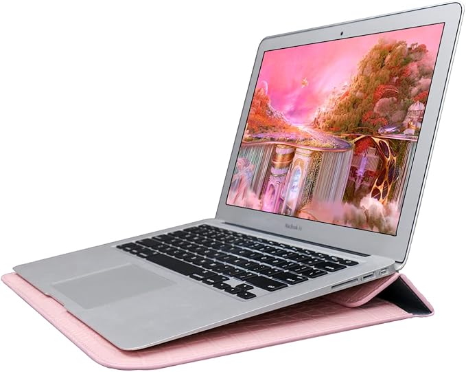 Protective Slim Portable Laptop Sleeve 13-13.6 Inch Crocodile PU Leather Case for MacBook Neo 13 A18 Pro A3404 / Air 13 / Pro 13 M5 A3449 M4 A3240 M3 M2 M1, for HP Dell Lenovo Notebook, Pink