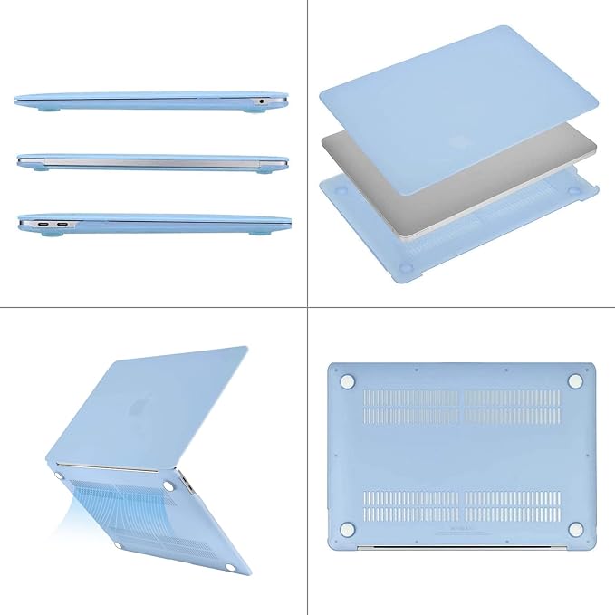 MOSISO Compatible with MacBook Air 13 inch Case M1 Chip 2021-2018 Release A2337 A2179 A1932, Plastic Hard Shell&Keyboard Cover&Screen Film&Storage Bag for MacBook Air 13.3 inch Case, Airy Blue