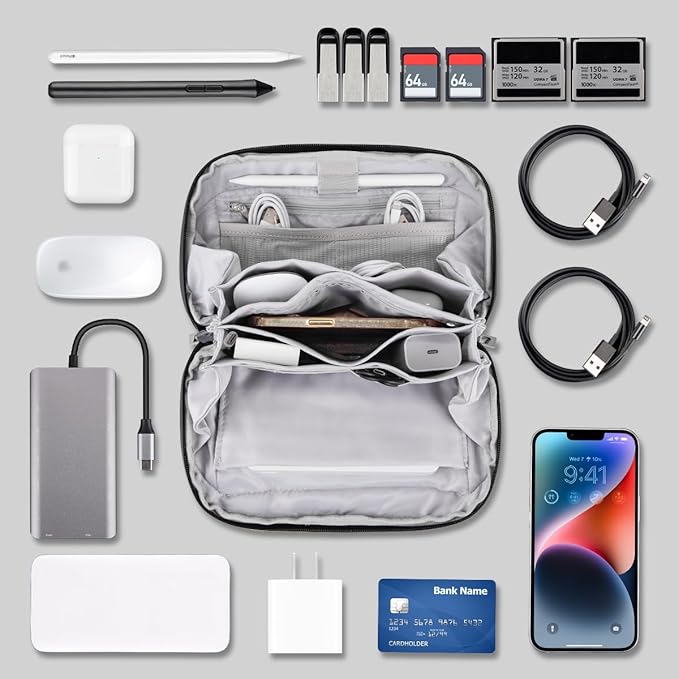 DDgro Electronics Cord Organizer Travel Case, Charger Pouch, Tech Accessories Carrying Bag (Dark Grey)