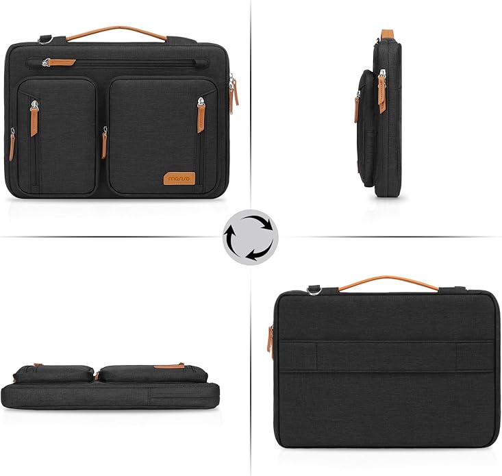 MOSISO 360 Protective Laptop Shoulder Bag, Computer Bags, Side Open Messenger Bag with 5 Accessory Pockets & Belt