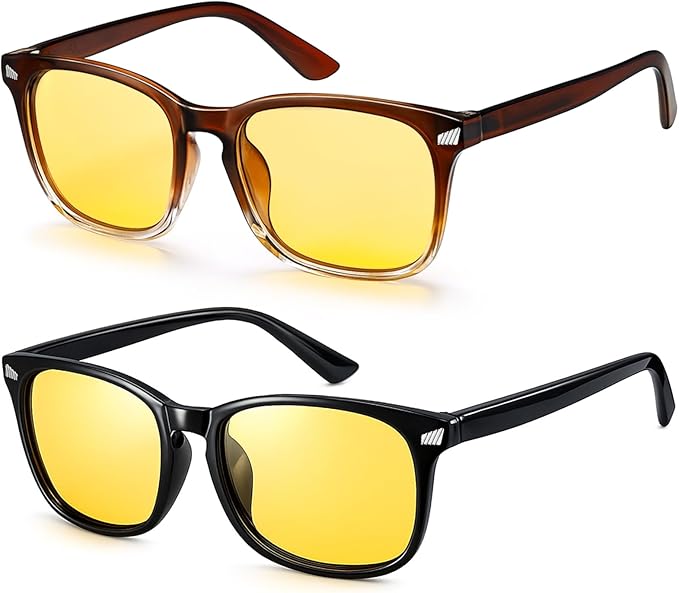 Polarized Sunglasses for Women Men, Night Driving Glasses Anti Glare Yellow Lens UV 400 for Day Night Use