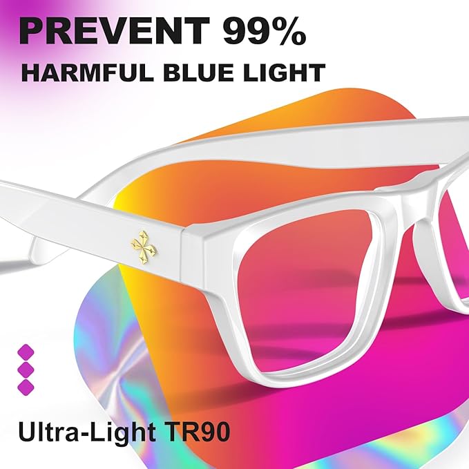 VISOONE Square Blue Light Blocking Glasses TR90 Clear Lens for Women Men BONA