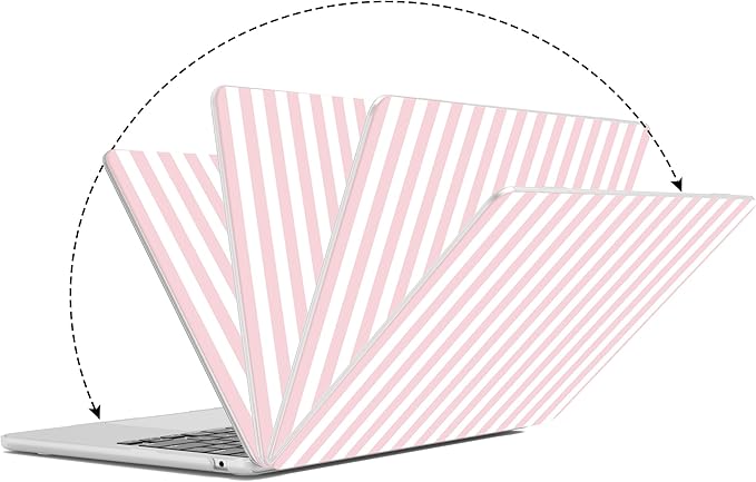 G JGOO Compatible with MacBook Air 13 inch Case 2026 2025-2022 M5 A3449 M4 A3240 M3 A3113 M2 A2681, Plastic Hard Shell for MacBook Air 13.6 inch Case+ Keyboard Cover+Screen Protector, Pink Stripe