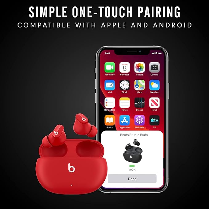Beats Studio Buds - True Wireless Noise Cancelling Earphones - Beats Red (Renewed Premium)