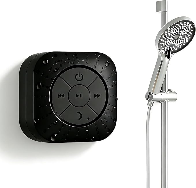 Densleonis Bluetooth Shower Speaker - Mini Wireless Water-Resistant Speaker with Suction Cup of Bathroom Speaker Small Gift for Kids, Black