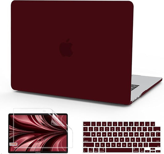 B BELK Compatible with MacBook Air 13 inch Case M5 2026 2025-2022 M4 M3 M2 A3449 A3240 A3113 A2681, Plastic Hard Shell Case+Keyboard Cover+Screen Protector for MacBook Air 13.6 inch Case, Marsala Red