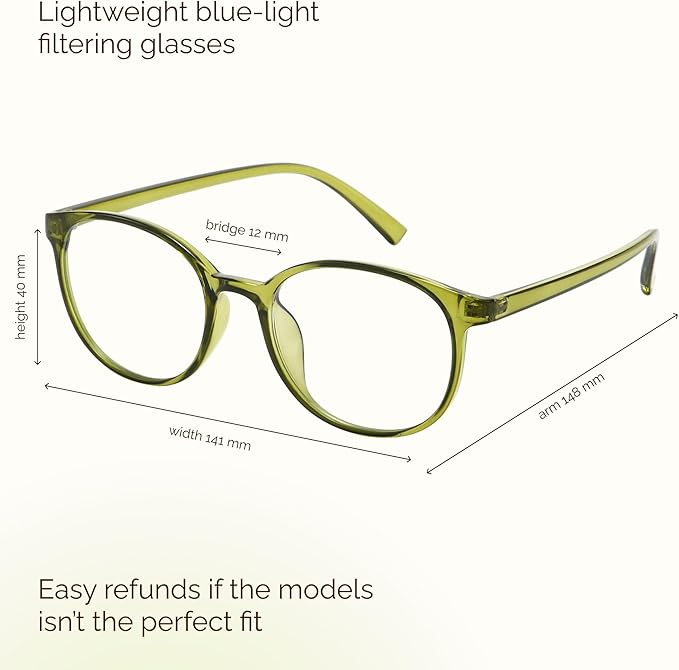 miyya Blue Light Blocking Glasses Women, Fashion Round Transparent Anti Blue Light Glasses with Anti Eyestrain & UV Glare