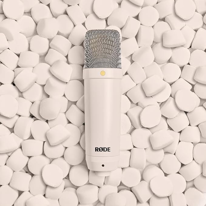 RØDE NT1 Signature Series Large-Diaphragm Condenser Microphone with Shock Mount, Pop Filter and XLR Cable for Music Production, Vocal Recording, Streaming and Podcasting (White)