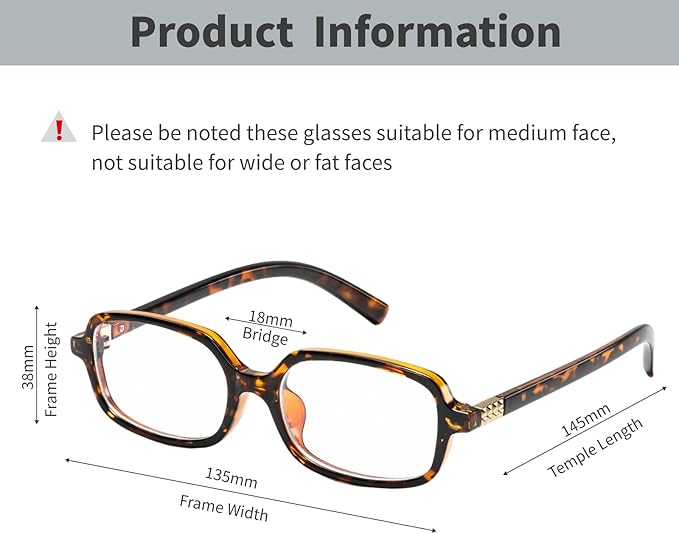 Retro Rectangle Blue Light Blocking Glasses for Women 90s Fake Eyeglasses Y2K Fashion Computer Glasses Tortoise Frame