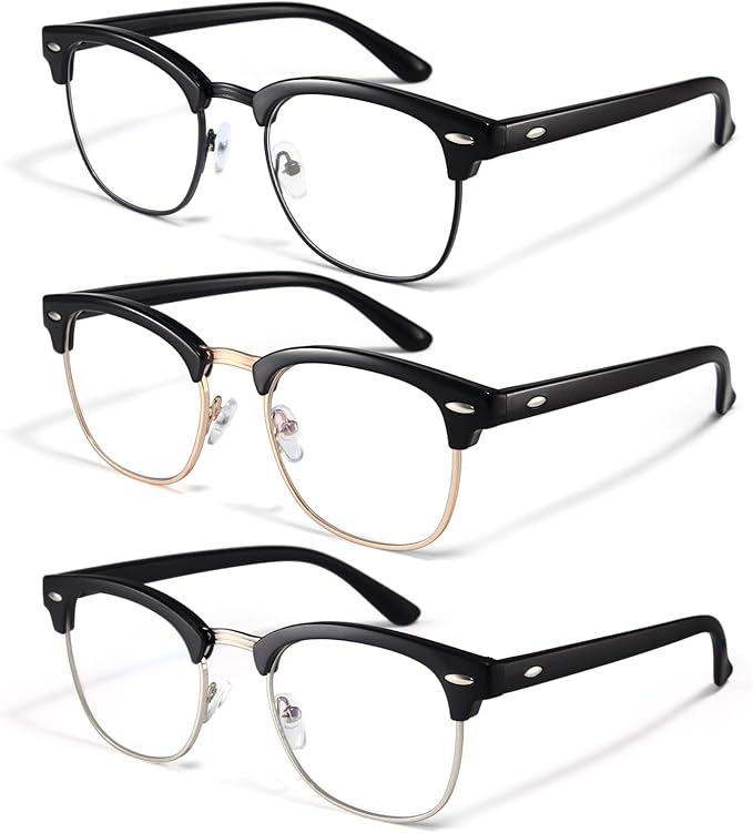 racico Blue Light Glasses for Men & Women - Mixed Material + Metal Frames with UV Protection Coating