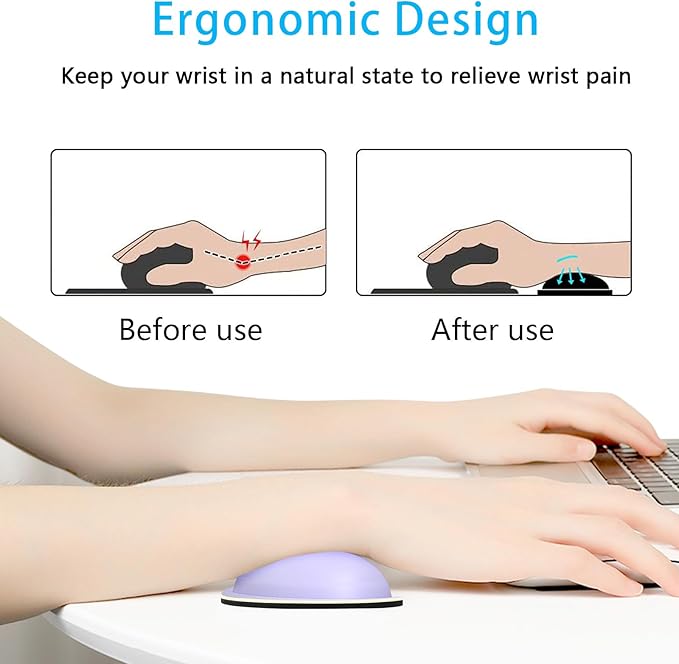 Dapesuom Mouse Wrist Rest, Ergonomic Memory Foam Mouse Wrist for Computer Desk Mats Support, PU Leather Hand Rest Pad Cushion for Gaming, Laptop, Men, Women, Pain Relief & Easy Typing, Vanilla Purple