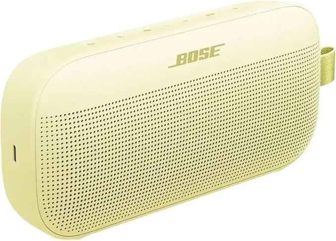 Bose NEW SoundLink Flex Portable Bluetooth Speaker (2nd Gen), Outdoor Speaker with Hi-Fi Audio, Up to 12 Hours Battery, Waterproof and Dustproof, + Slinger Hard Travel Case & USB Plug (Citrus Yellow)