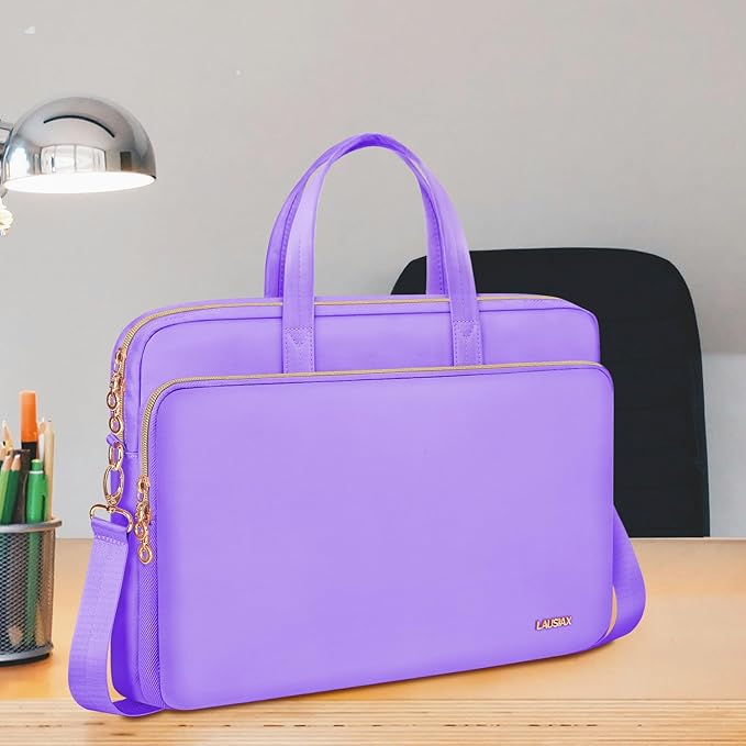 Laptop Case Bag Women Men Computer Sleeve Compatible with MacBook/Dell/HP/Acer/ASUS, Waterproof Shoulder Carrying Briefcase, Purple, 15.6-16 Inch