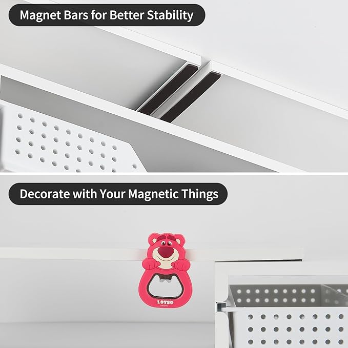 LEKETREE Dual Monitor Stand Riser with Drawer, Desk Organizer and Accessories, Metal Laptop Stand for Desk, Workspace Desktop Stand for Computer, Laptop, TV and More (White)