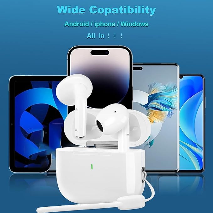 Bluetooth 5.4 Wireless Earbuds Headphones Portable Earbuds with Silicone Cord,50H Playtime Stereo in Ear Buds Built-in 4 ENC Mic Earphone,IP7 Waterproof for Sports Running Workout Helpsleep