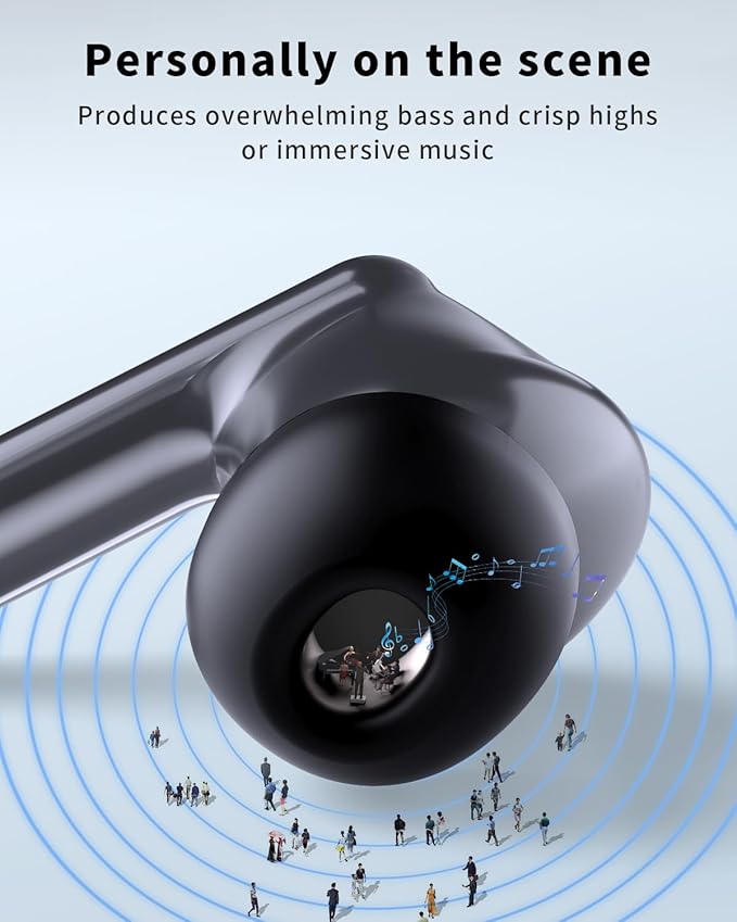Wireless Earbuds, Bluetooth 5.4 Headphones with 50H Playback, Deep Bass Stereo Ear Buds Clear Calls with LED Power Display, IPX7 Waterproof, in-Ear Earphones with Mic for Phone/Android/iPad