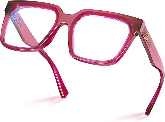 VISOONE Rectangle TR90 Blue Light Blocking Glasses Computer Eyewear with Preppy Look for Women and Men Cougar