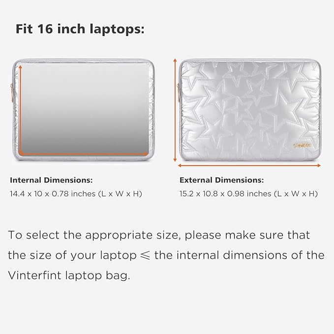 15 16 inch Laptop Sleeve Case for 15" MacBook Pro/Air M5 M4, 16" MacBook Pro M5 M4, 15" Surface Laptop 6, 15" IdeaPad Slim 5i Gen 9 ｜ 3i Gen 8/9, 16.3" XPS 16, HP Laptop Bag Cover, Silver