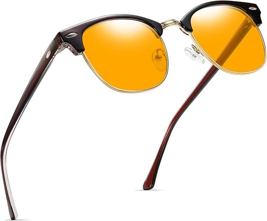 Blue Light Blocking Glasses Vintage Half Frame UV Clear Lens Anti Eyestrain Computer Gaming Glasses for Women Men(P51)