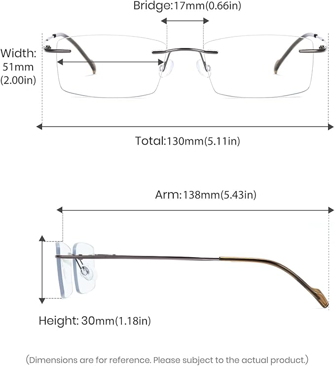 Cyxus 11g Titanium Blue Light Blocking Glasses Men Woman Rimless Ultralight Computer Gaming Office Study Eyeglasses 8602