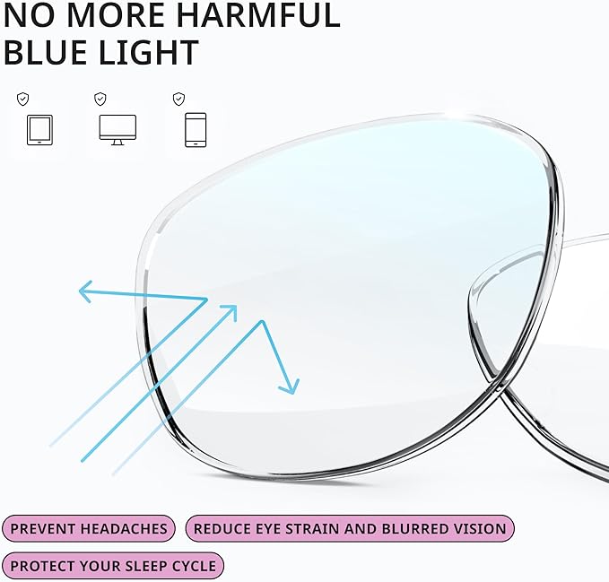 livho Retro Aviator Blue Light Blocking Glasses for Women Men with Soft Case, Trendy Rectangle Computer Eyeglasses