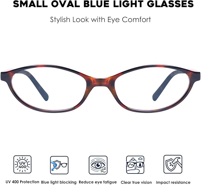 mosanana Blue Light Blocking Oval Glasses for Women Trendy Retro MO25101