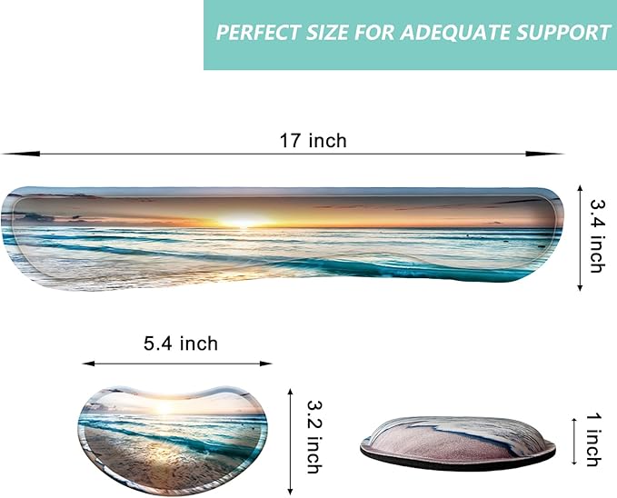 Keyboard Wrist Rest Mouse Wrist Support Set, Memory Foam Wrist Rest Pad for Computer Laptop Keyboard Mouse, Ergonomic Wrist Cushion Support for Typing Pain Relief, Gaming Home Office, Beach