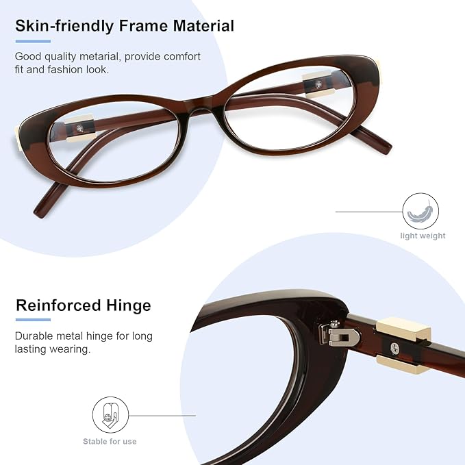 Oval Blue Light Blocking Glasses for Women Retro 90s Glasses Computer TV Eyeglasses Anti Eyestrain